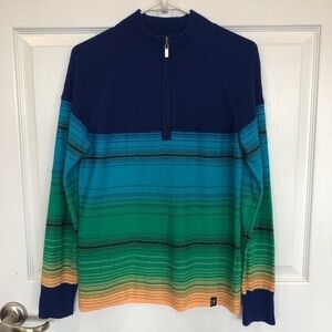 Neve Merino wool quarter zip sweater. Baselayer mixed texture multicolor Size M